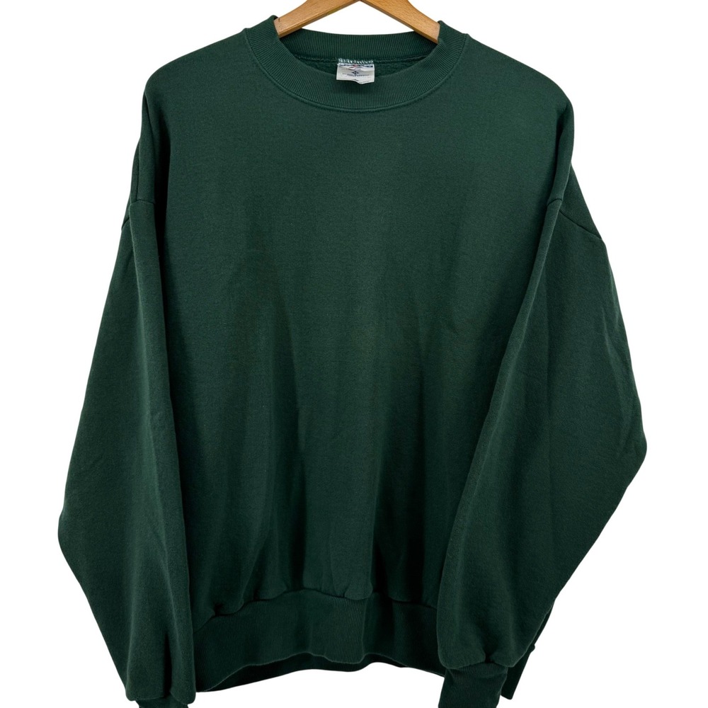 Vintage 90's Jerzees NuBlend Sweatshirt XL Green Crewneck Pullover Made in USA